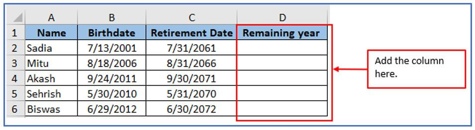 Retirement date formula