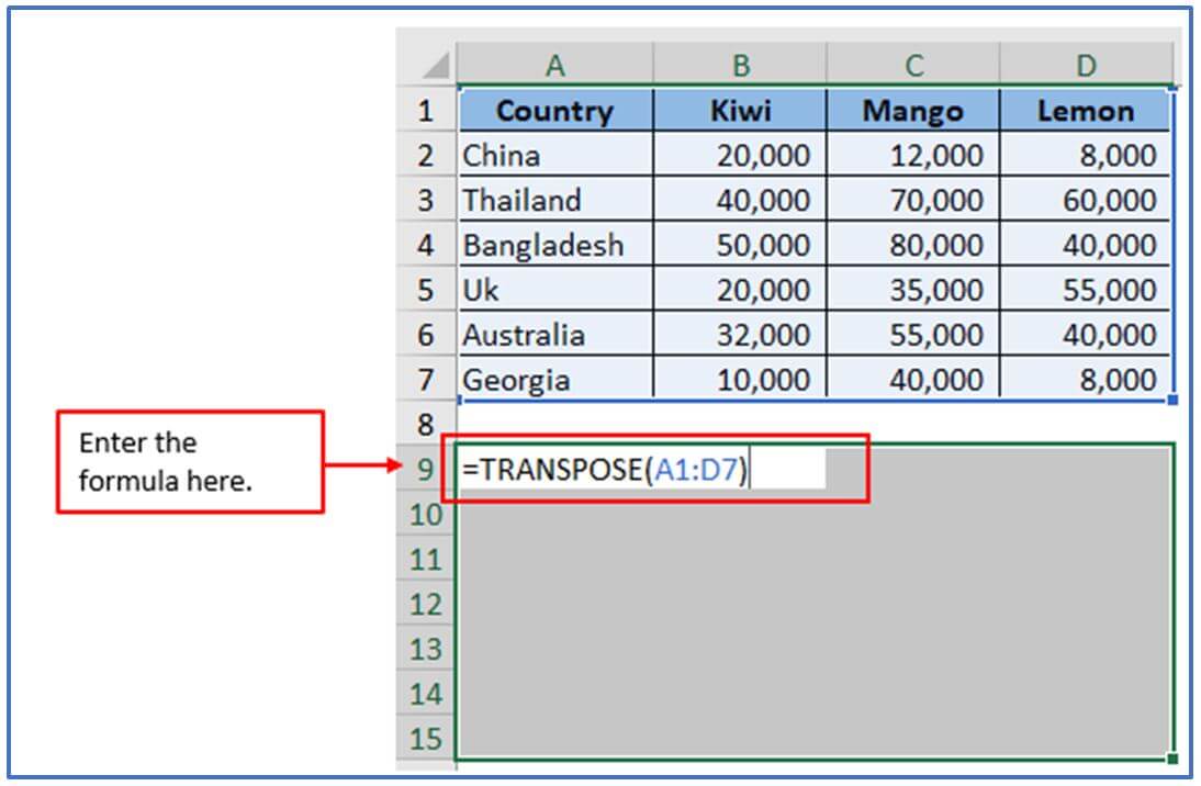 Transpose function