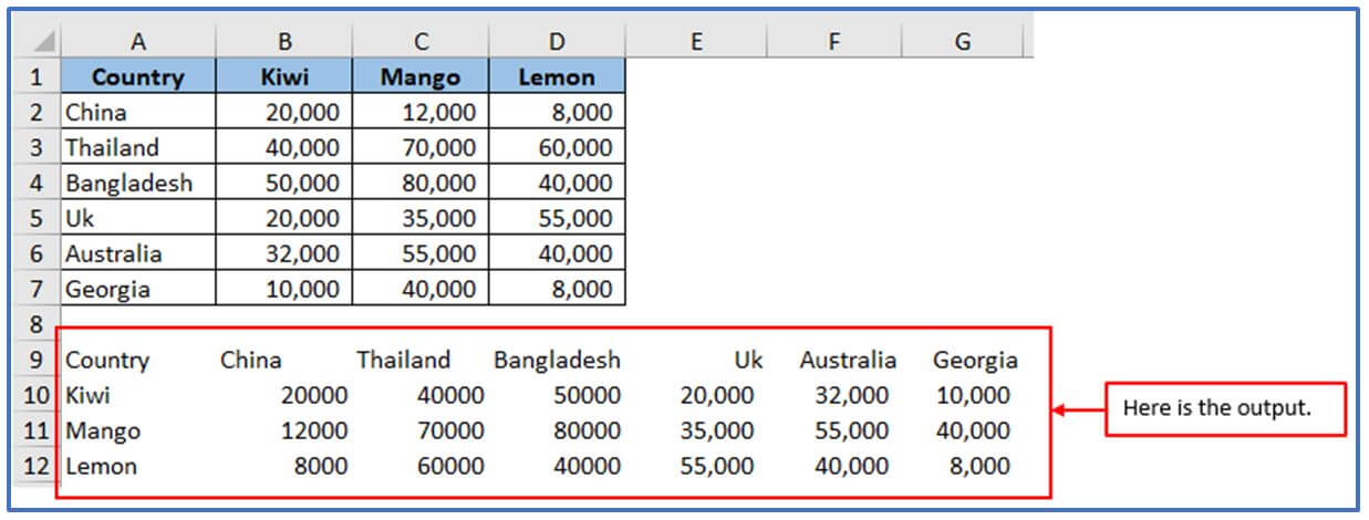 Transpose function