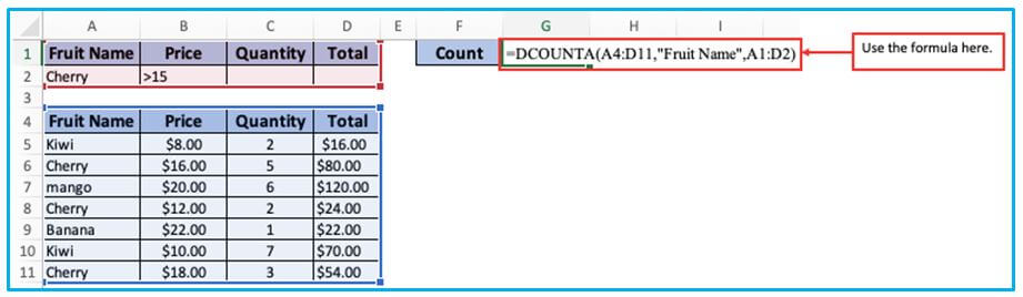 DCOUNTA Function