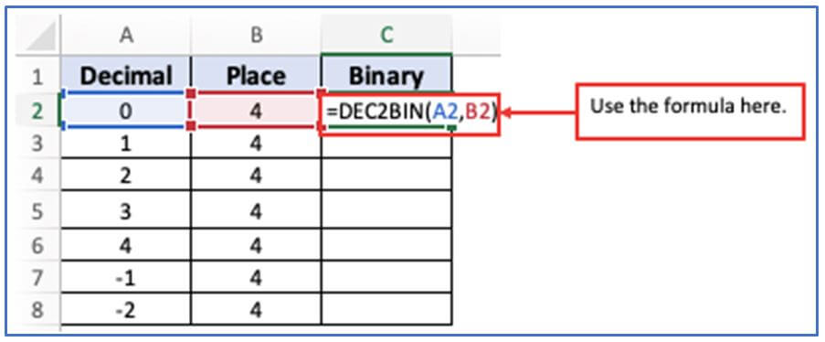 DEC2BIN Function