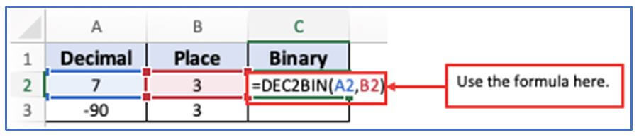 DEC2BIN Function